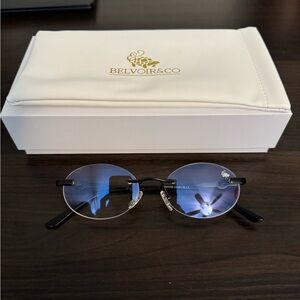 Sleek Black and Silver Oval Glasses